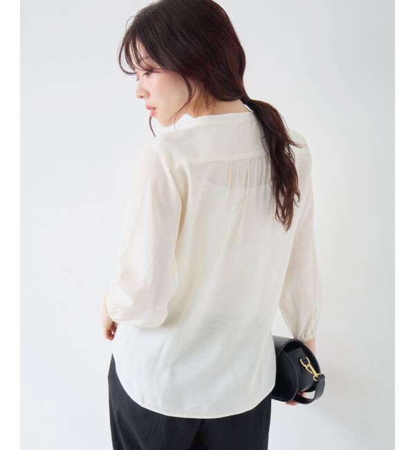  「バーボタンカシュクールブラウス」|シャツ・ブラウス|