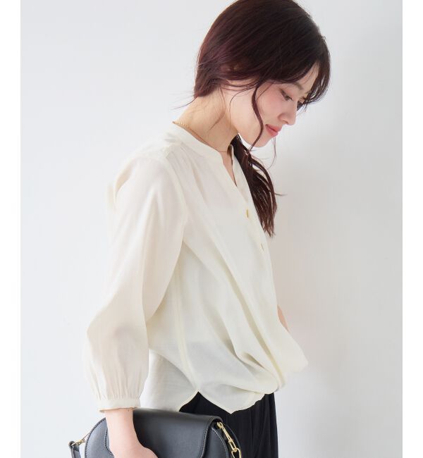  「バーボタンカシュクールブラウス」|シャツ・ブラウス|