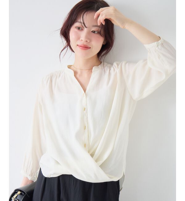  「バーボタンカシュクールブラウス」|シャツ・ブラウス|