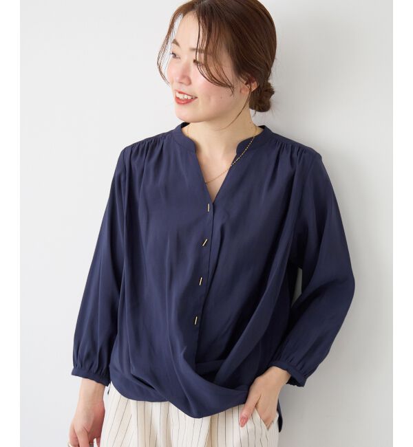  「バーボタンカシュクールブラウス」|シャツ・ブラウス|