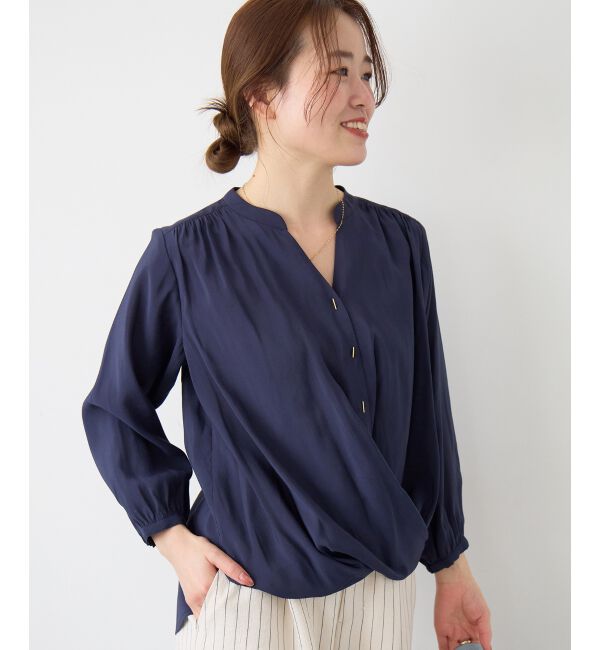 「バーボタンカシュクールブラウス」|シャツ・ブラウス|