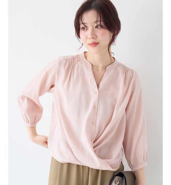  「バーボタンカシュクールブラウス」|シャツ・ブラウス|