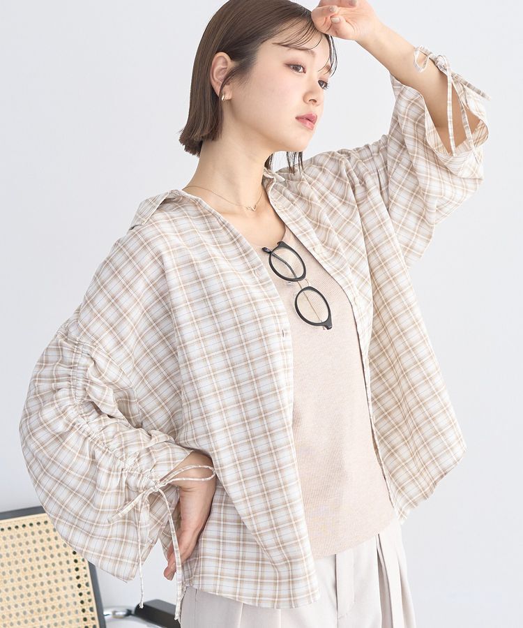 earth music&ecology「シャーリングスリーブチェックシャツ」|シャツ・ブラウス|