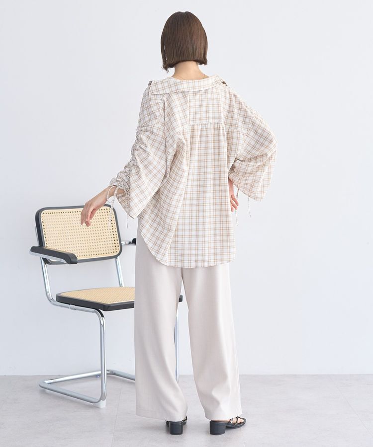 earth music&ecology「シャーリングスリーブチェックシャツ」|シャツ・ブラウス|