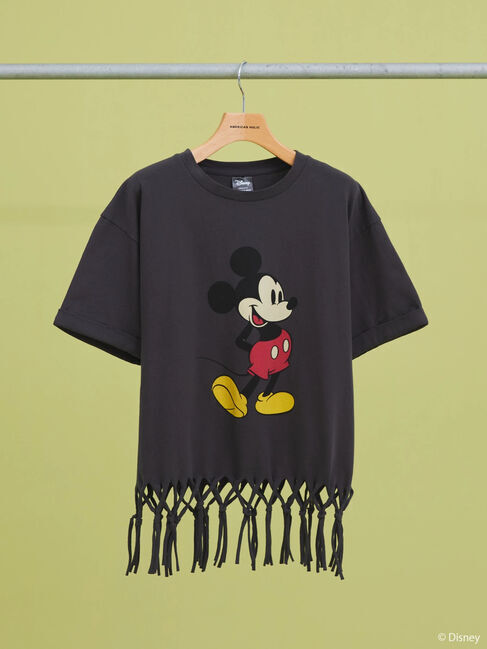  「裾フリンジ半袖カットプルオーバー/Mickey」|Tシャツ・カットソー|