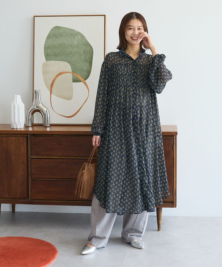 Green Parks「花柄シフォン楊柳ワンピース」|ワンピース|