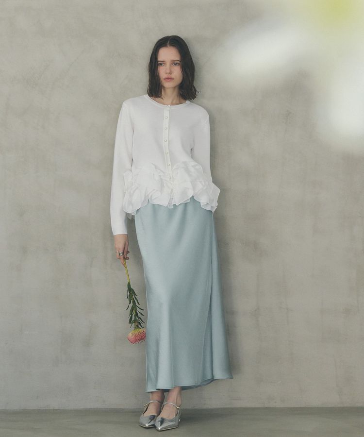 YECCA VECCA「パール釦ラッフルカーディガン」|カーディガン|