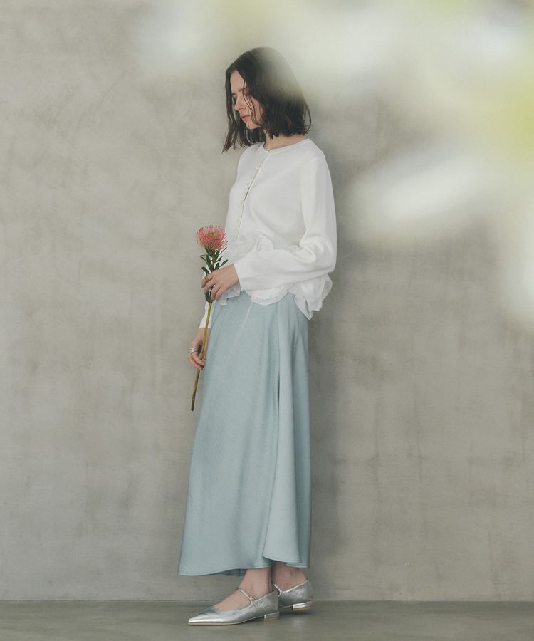 YECCA VECCA「パール釦ラッフルカーディガン」|カーディガン|