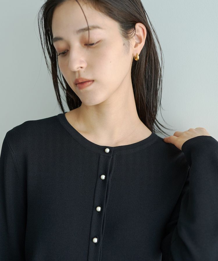 YECCA VECCA「パール釦ラッフルカーディガン」|カーディガン|