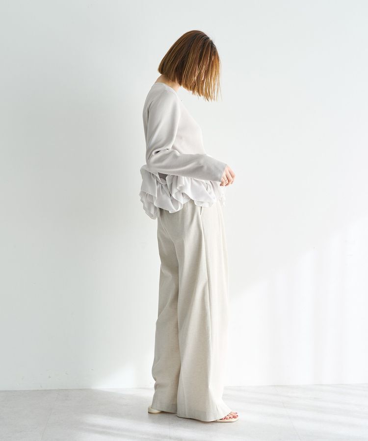 YECCA VECCA「パール釦ラッフルカーディガン」|カーディガン|