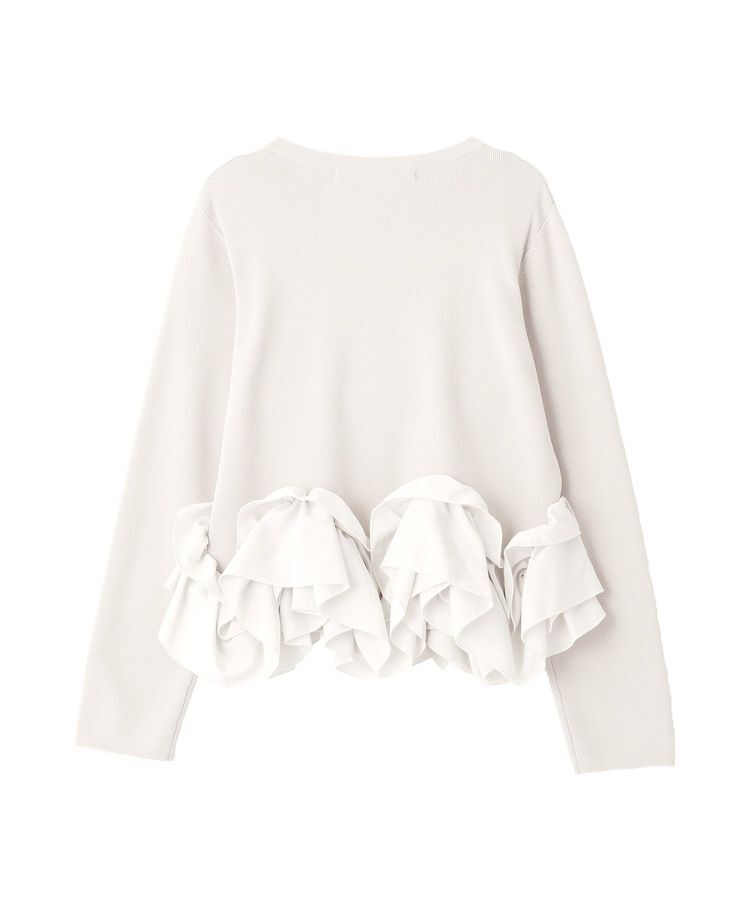 YECCA VECCA「パール釦ラッフルカーディガン」|カーディガン|