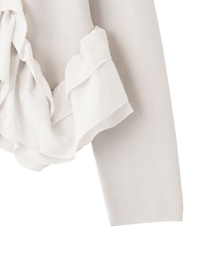 YECCA VECCA「パール釦ラッフルカーディガン」|カーディガン|