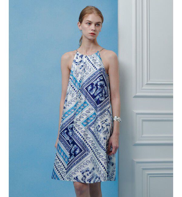 LOULOU WILLOUGHBY「【LOULOU WILLOUGHBY】ウエスタンスカーフプリントホルターネックワンピース」|ワンピース|