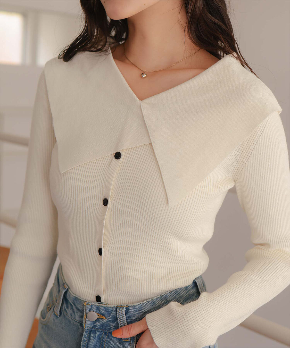 titivate「UVケア/抗ピルビッグカラーリブニット」|ニット・セーター|