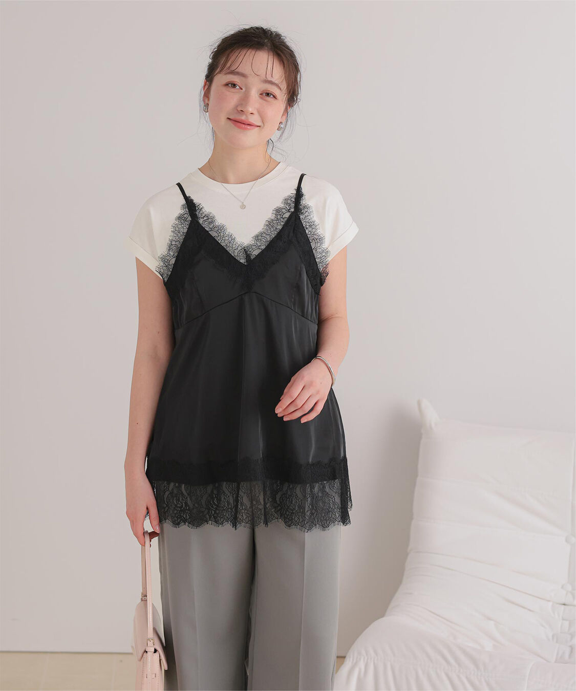 titivate「レースサテンキャミソールトップス」|キャミソール|