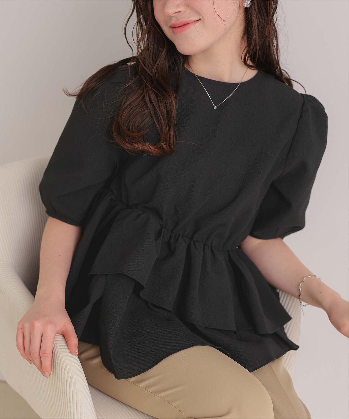 titivate「【ななみさんコラボアイテム】イレギュラーヘムペプラムトップス」|シャツ・ブラウス|