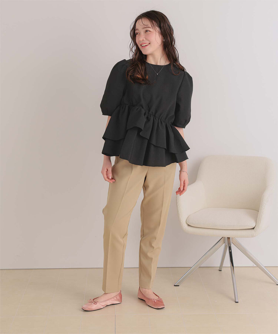 titivate「【ななみさんコラボアイテム】イレギュラーヘムペプラムトップス」|シャツ・ブラウス|