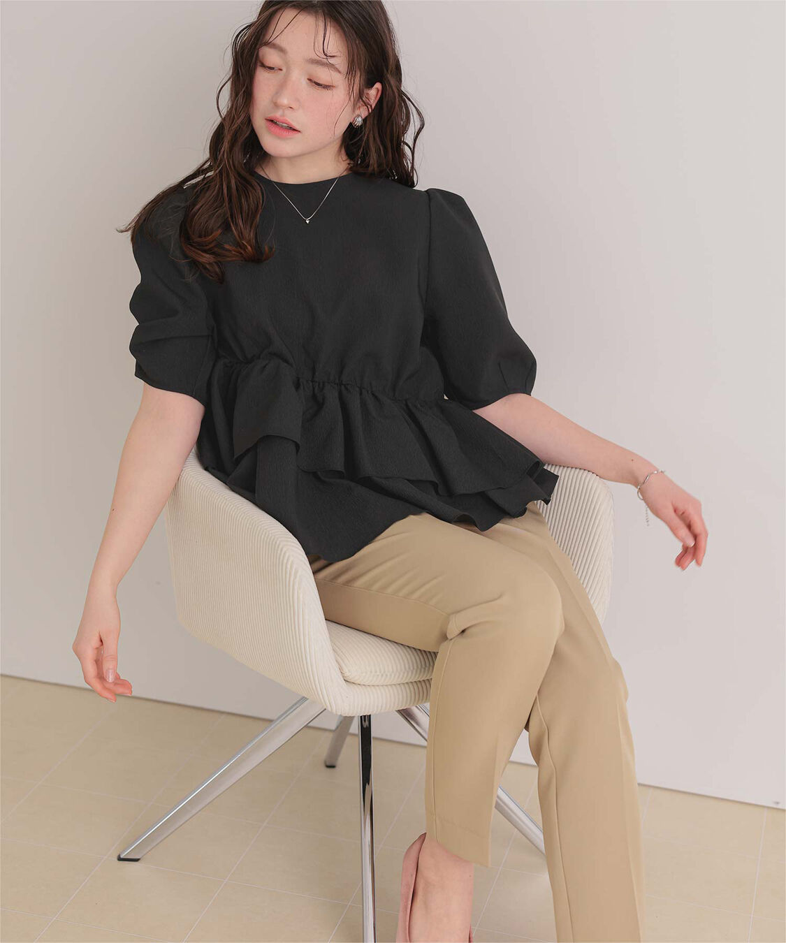 titivate「【ななみさんコラボアイテム】イレギュラーヘムペプラムトップス」|シャツ・ブラウス|