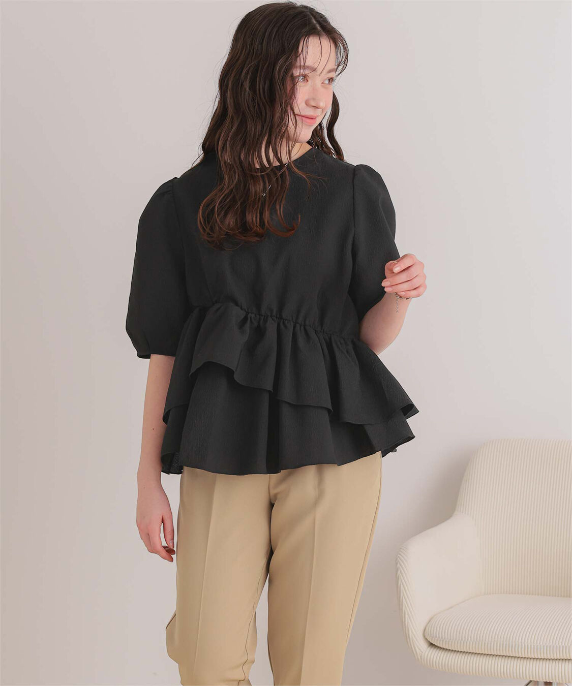 titivate「【ななみさんコラボアイテム】イレギュラーヘムペプラムトップス」|シャツ・ブラウス|