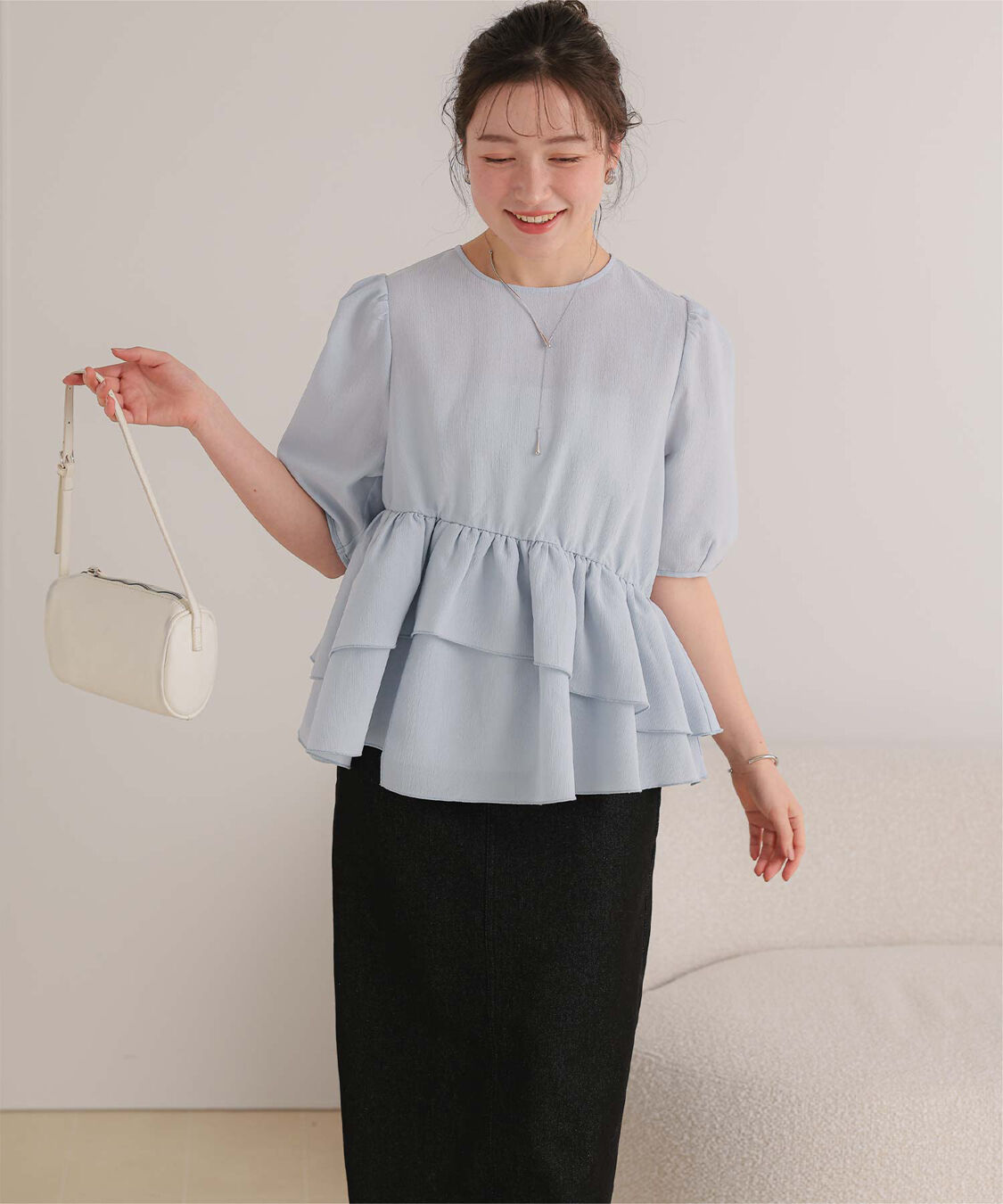 titivate「【ななみさんコラボアイテム】イレギュラーヘムペプラムトップス」|シャツ・ブラウス|