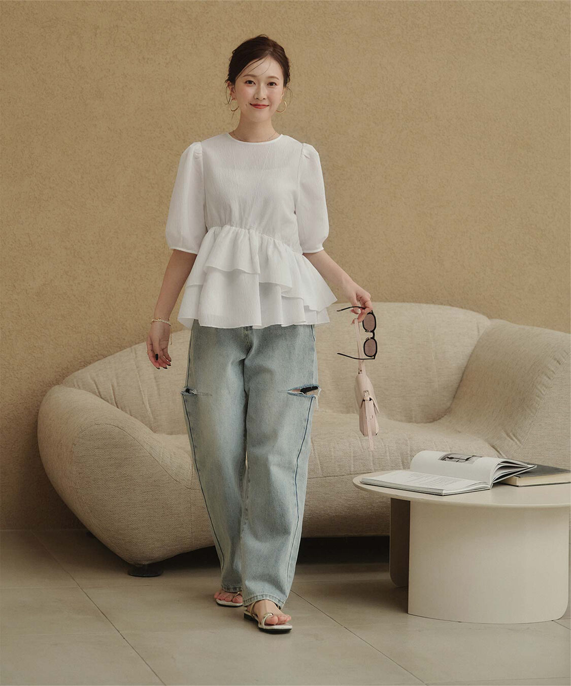 titivate「【ななみさんコラボアイテム】イレギュラーヘムペプラムトップス」|シャツ・ブラウス|