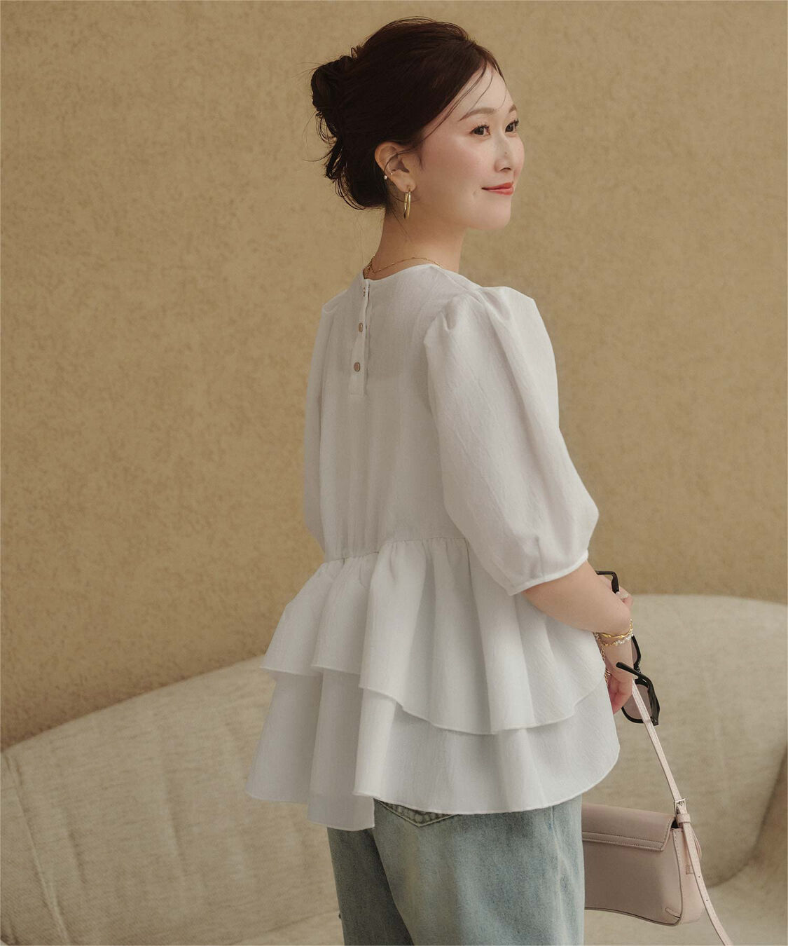 titivate「【ななみさんコラボアイテム】イレギュラーヘムペプラムトップス」|シャツ・ブラウス|