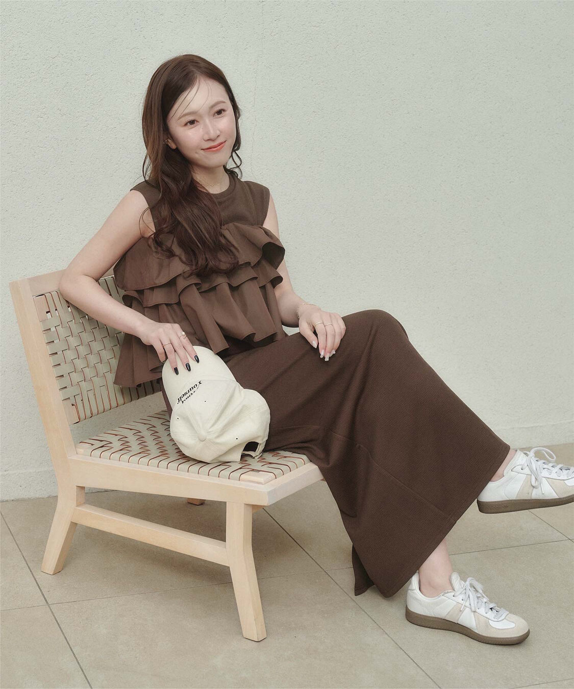 titivate「【ななみさんコラボアイテム】フリルキャミソールトップス/リブカットソーワンピースセット」|ワンピース|