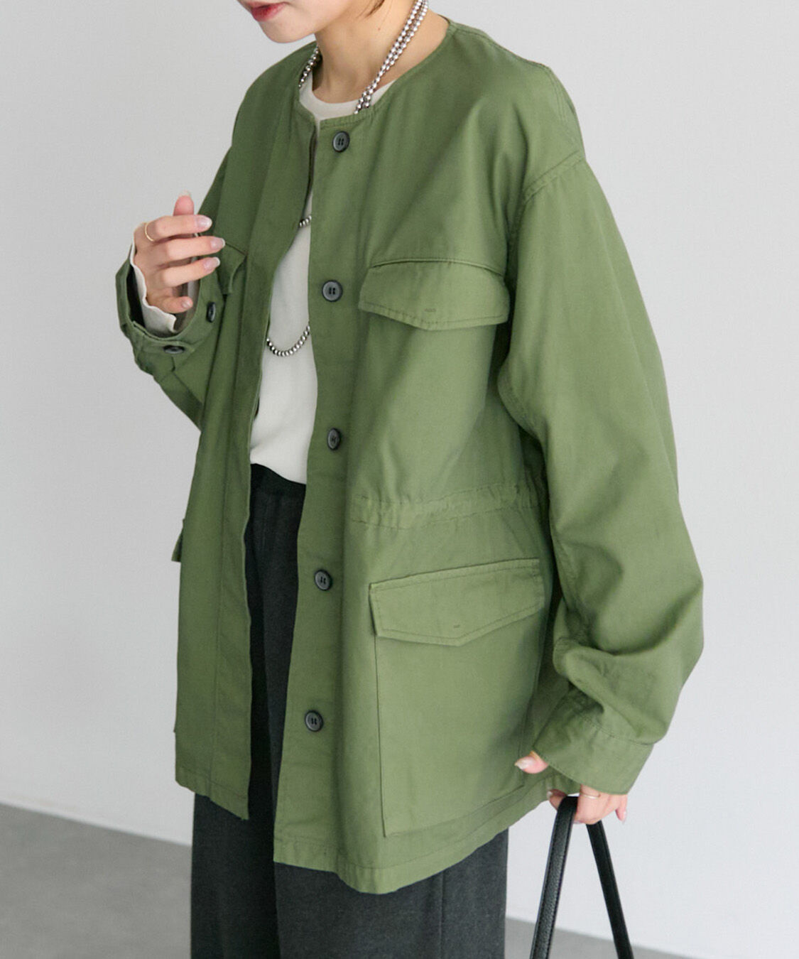  「【リバイバル】ノーカラーミリタリージャケット」|テーラードジャケット|