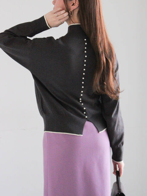 Te chichi「バックパールニット」|ニット・セーター|チャコールグレー