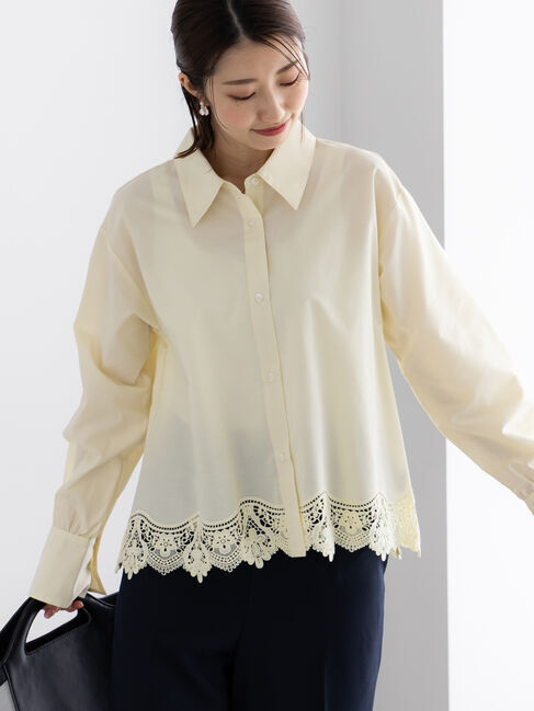 Te chichi「スカラップレースヘムクロップトシャツ」|シャツ・ブラウス|イエロー
