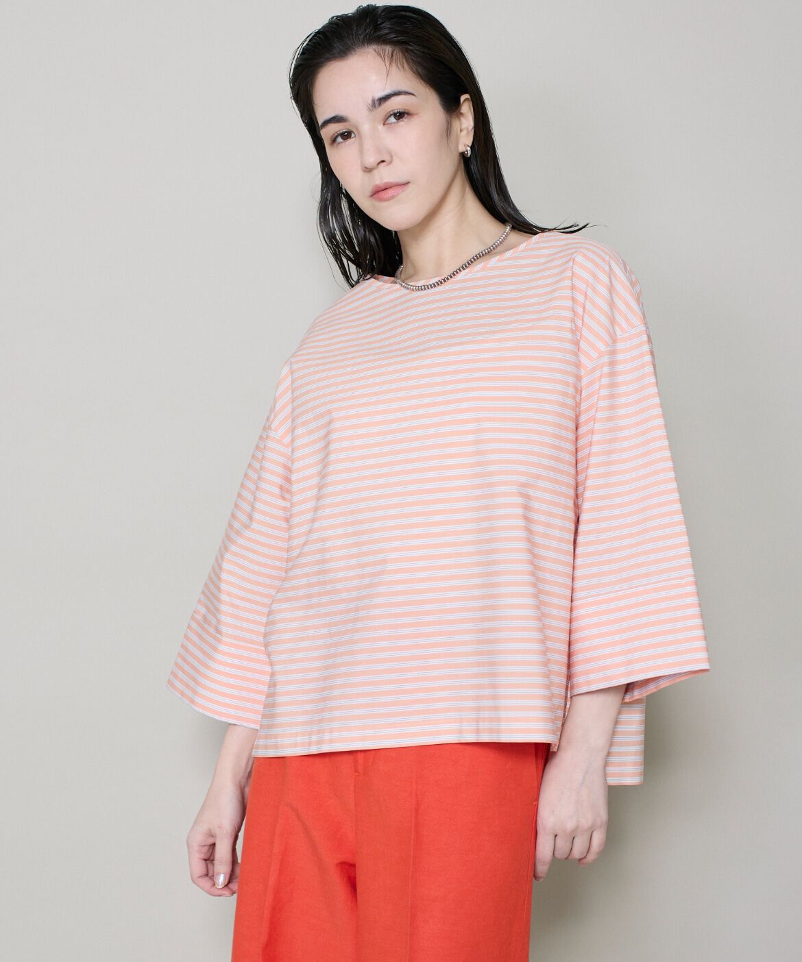 DAY by DAY it&rsquo;s international「7分袖ボーダーTブラウス」|シャツ・ブラウス|オレンジ1