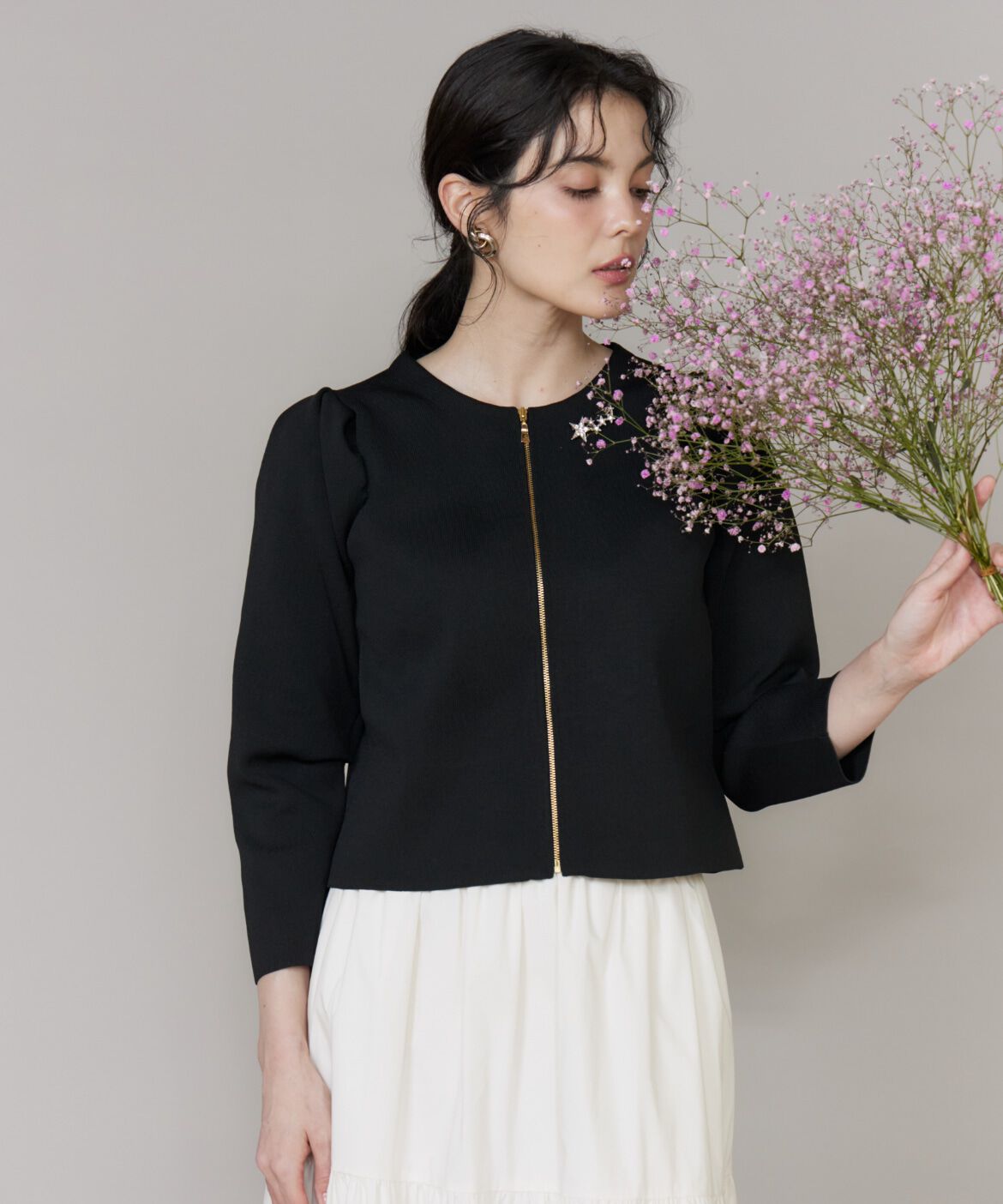 Maglie le cassetto「ロゴ刺繍ジップカーディガン」|カーディガン|
