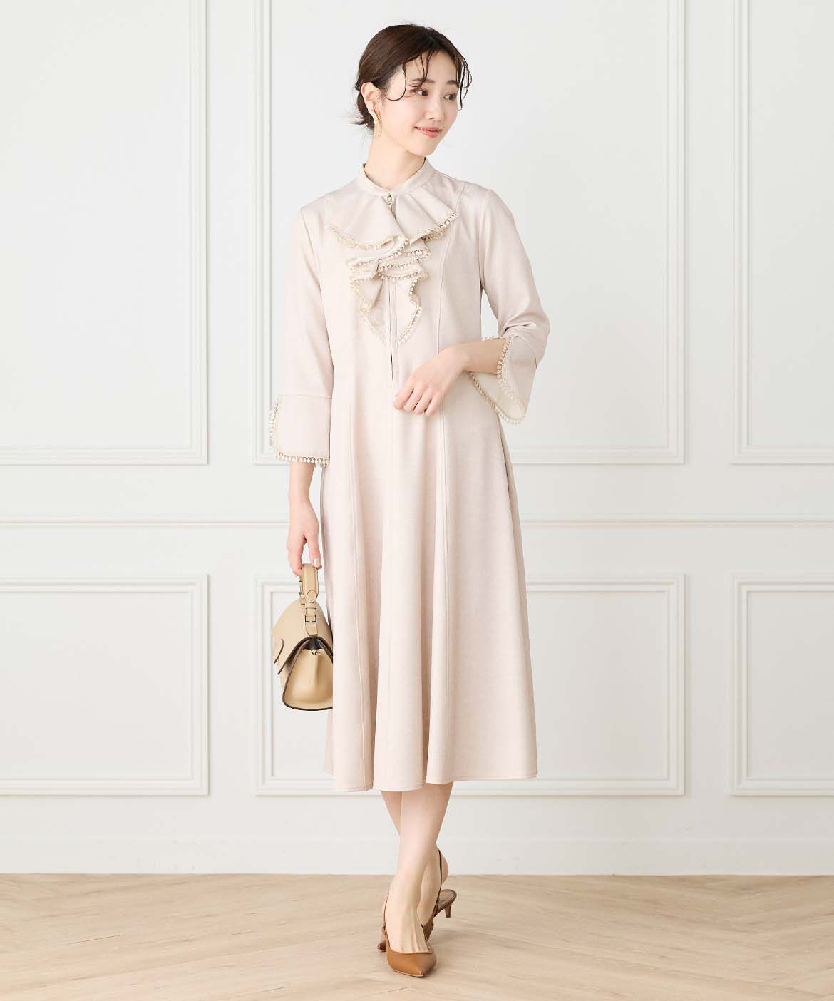 ef-de Black「ラッフル七分袖ワンピース」|ワンピース|