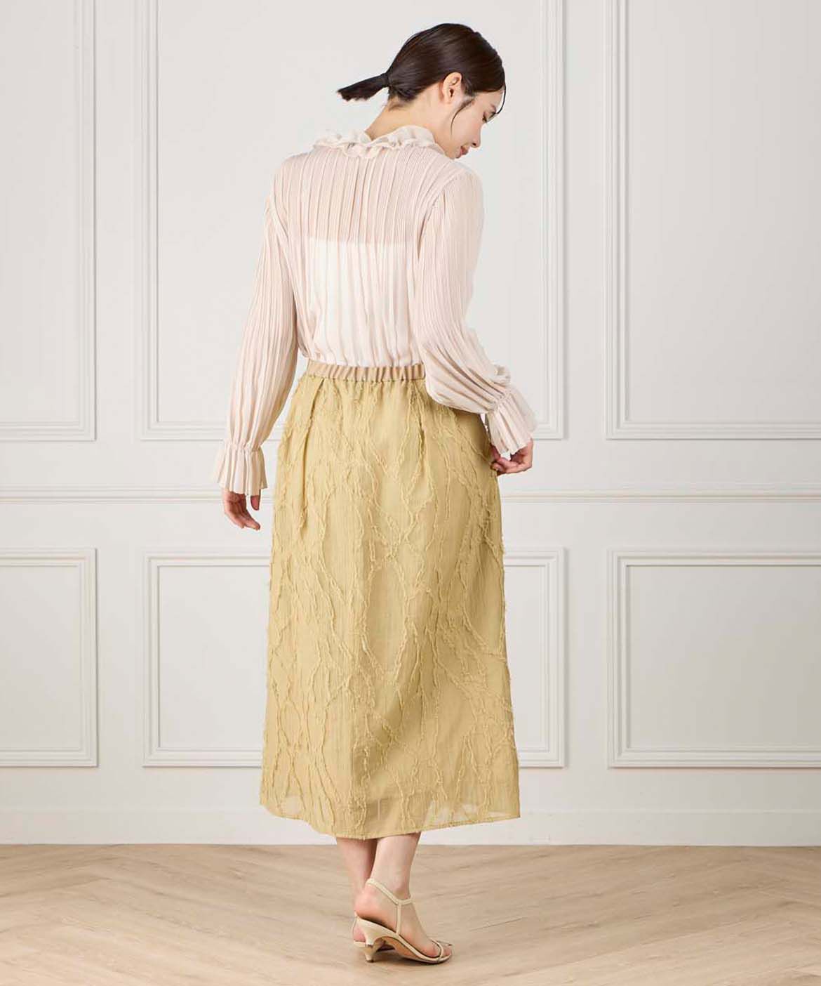 ef-de Black「フリルネックプリーツブラウス」|シャツ・ブラウス|