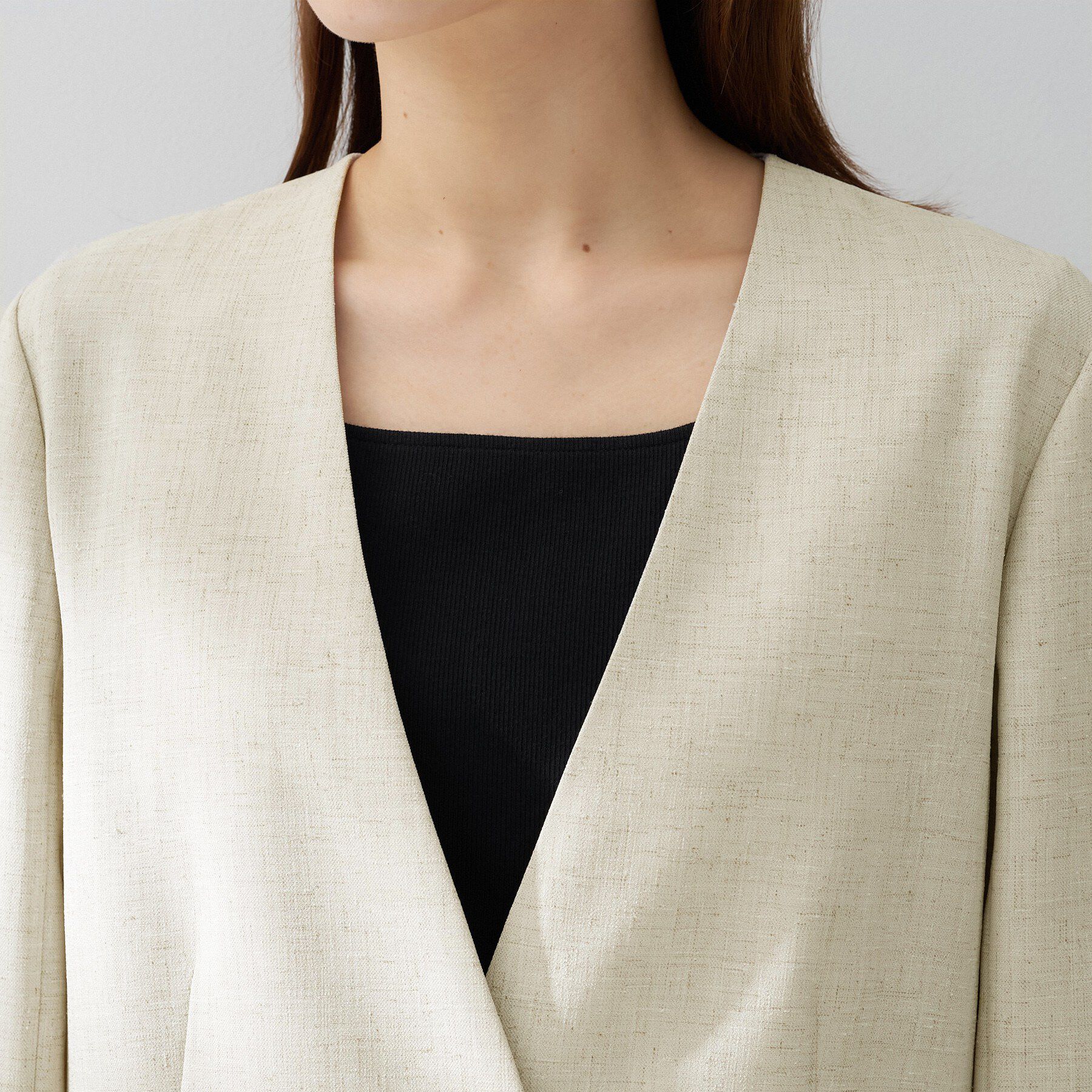 UNTITLED「スラブカラーレスジャケット」|ノーカラージャケット|