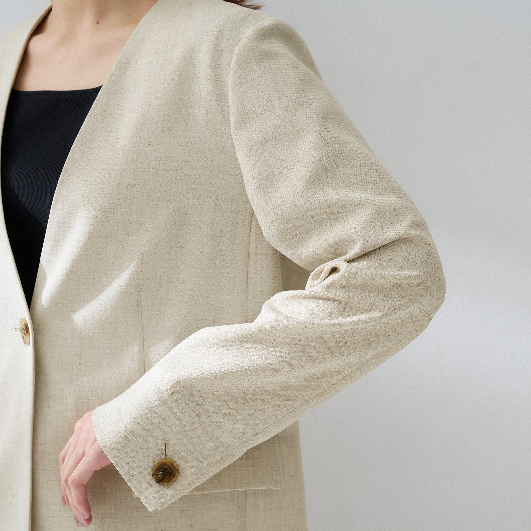UNTITLED「スラブカラーレスジャケット」|ノーカラージャケット|