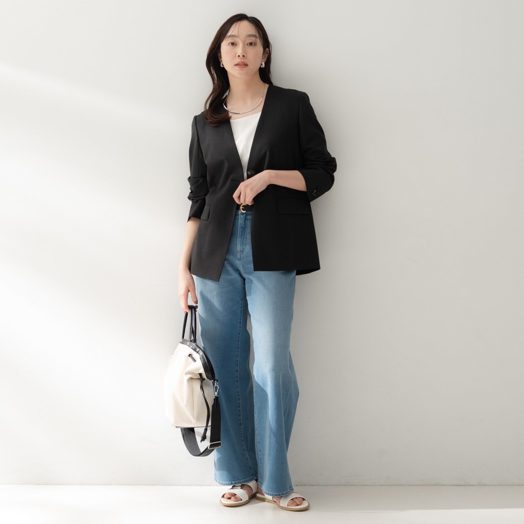 UNTITLED「スラブカラーレスジャケット」|ノーカラージャケット|