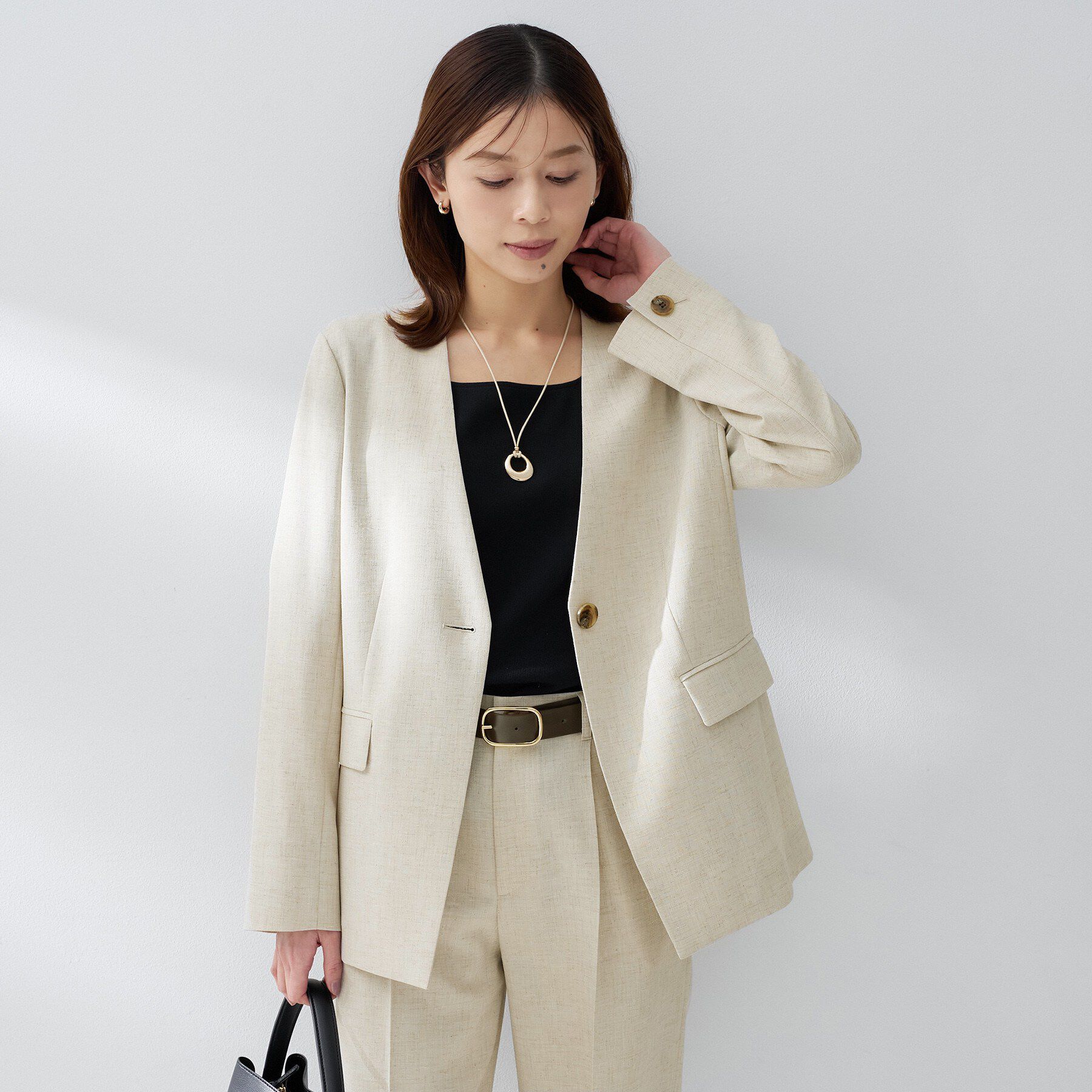 UNTITLED「スラブカラーレスジャケット」|ノーカラージャケット|