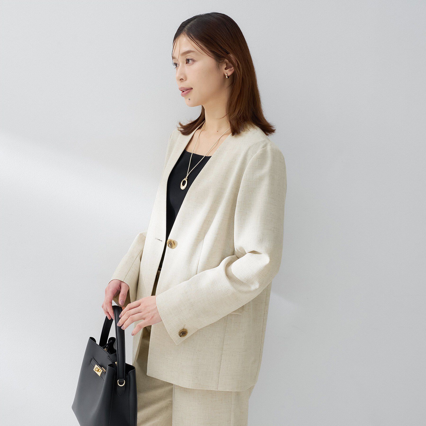 UNTITLED「スラブカラーレスジャケット」|ノーカラージャケット|