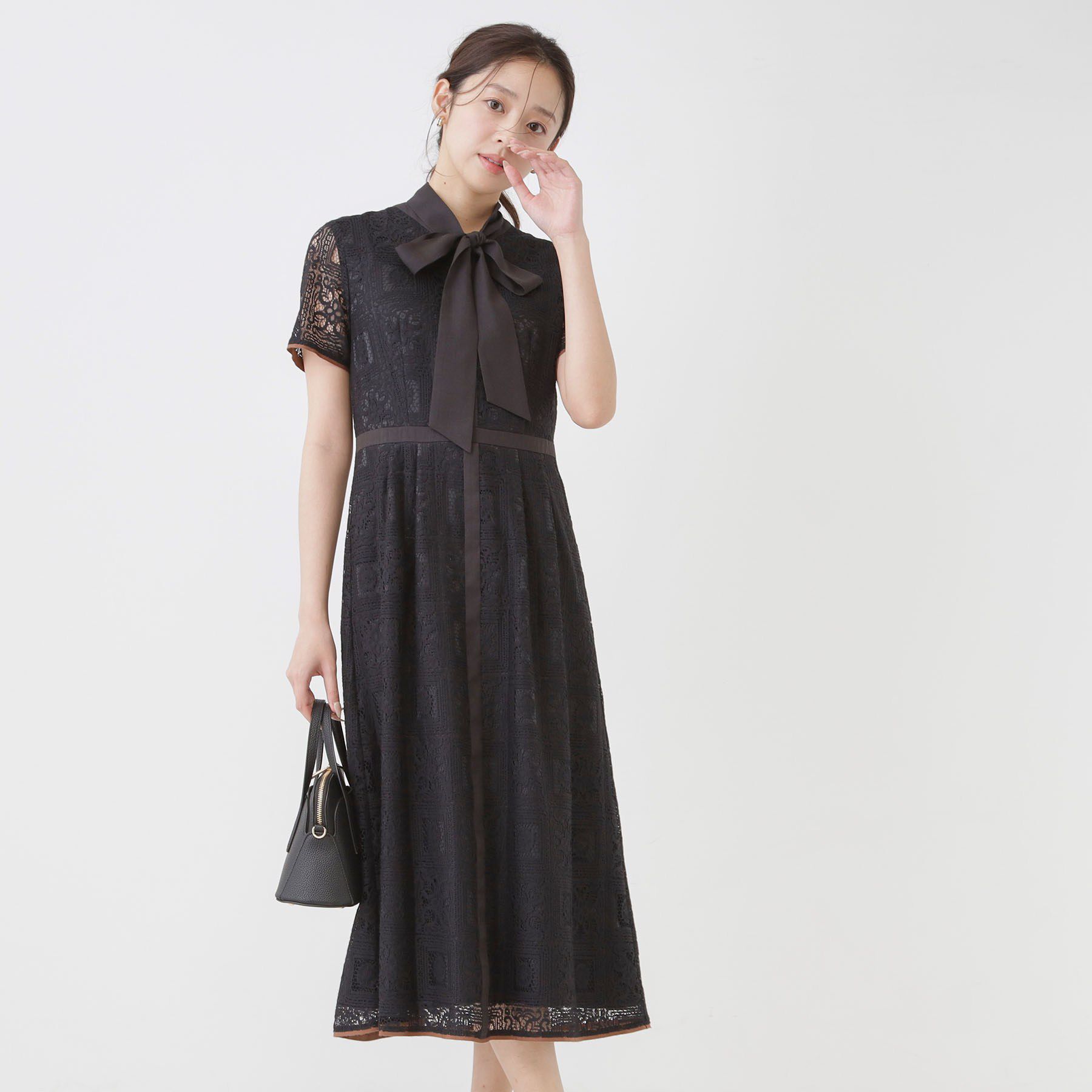 COUP DE CHANCE「【リボン取り外し可】ボウタイ付レースワンピース」|ワンピース|