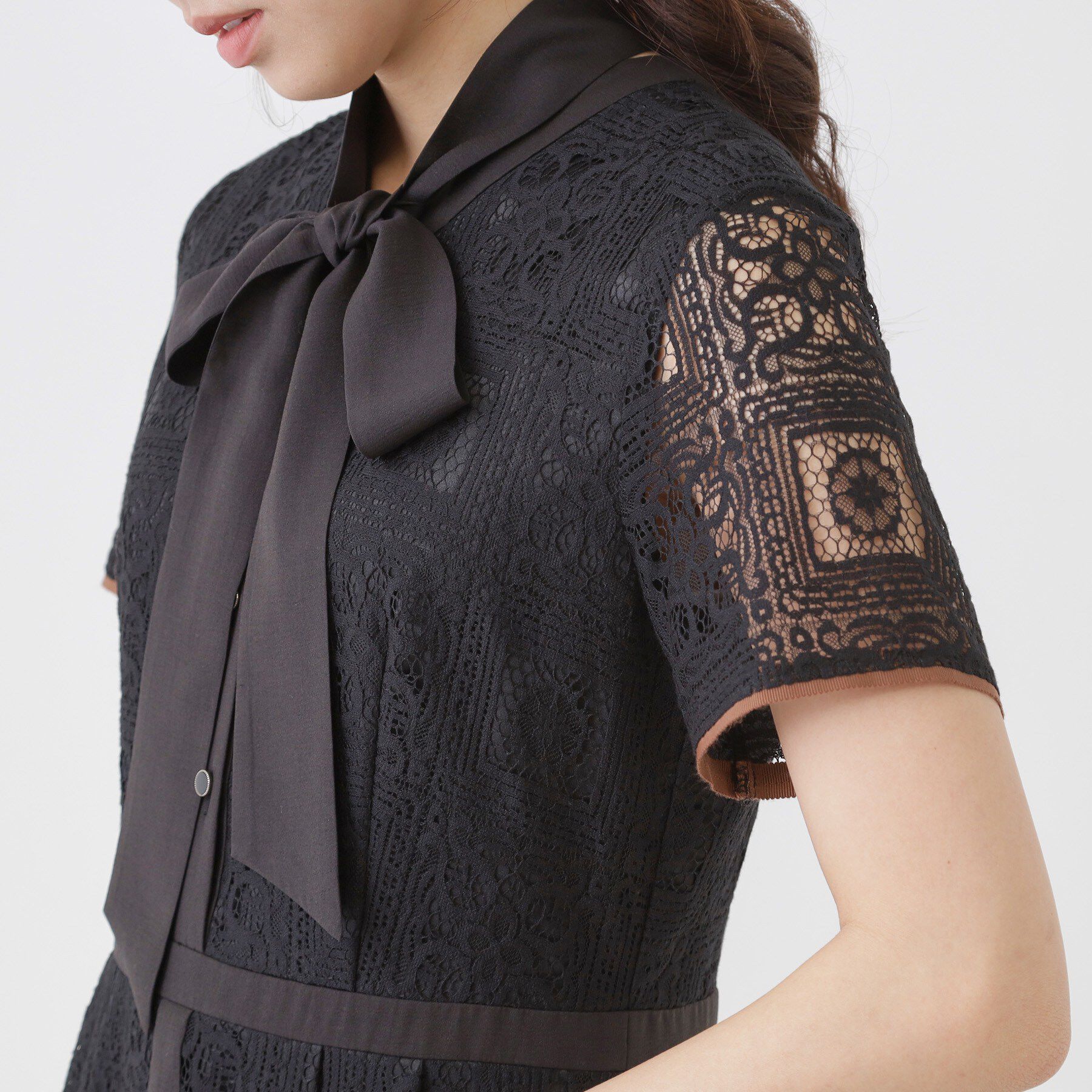 COUP DE CHANCE「【リボン取り外し可】ボウタイ付レースワンピース」|ワンピース|