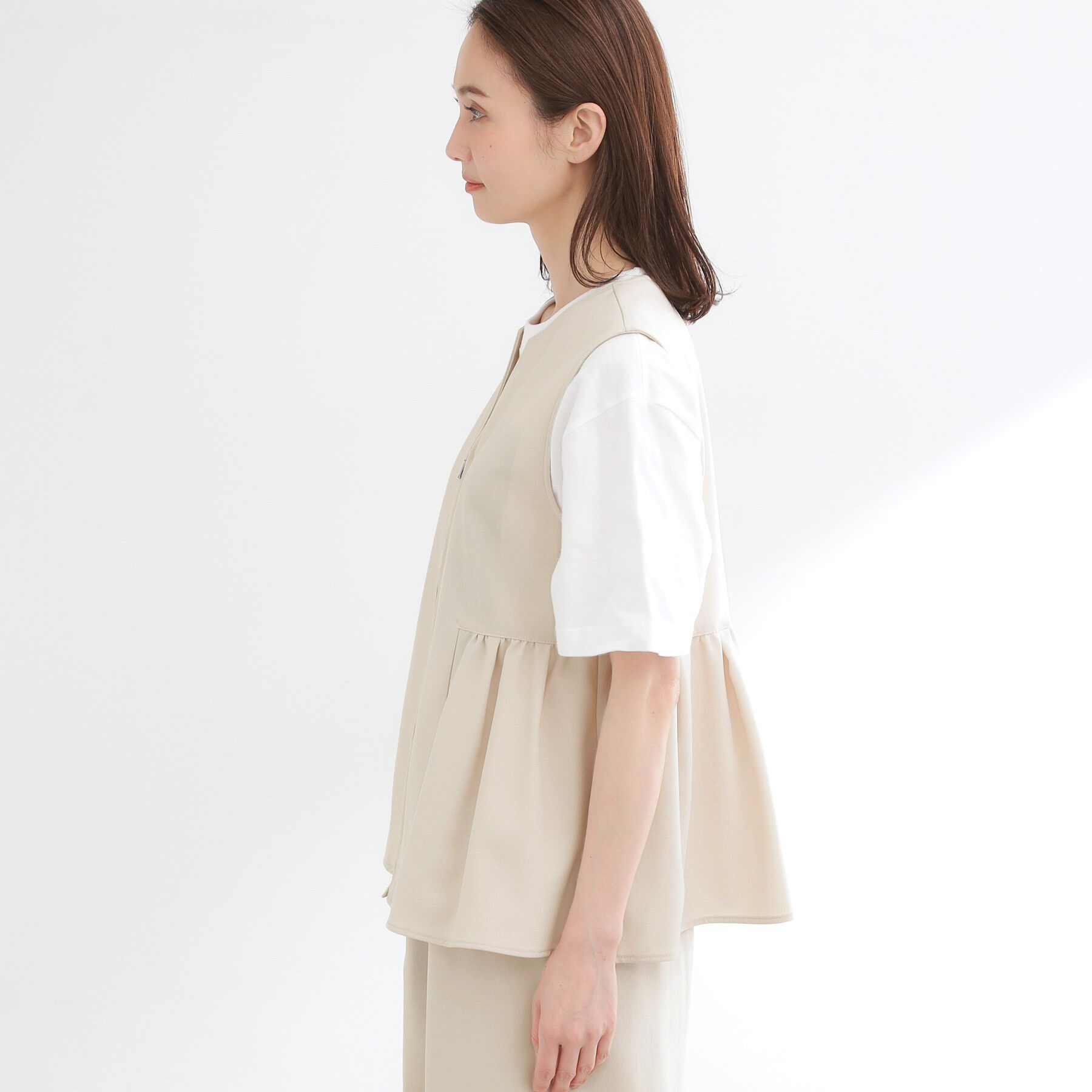 Reflect「【単品使い◎】ペプラムベスト＋リラクシーパンツセット」|スーツ|