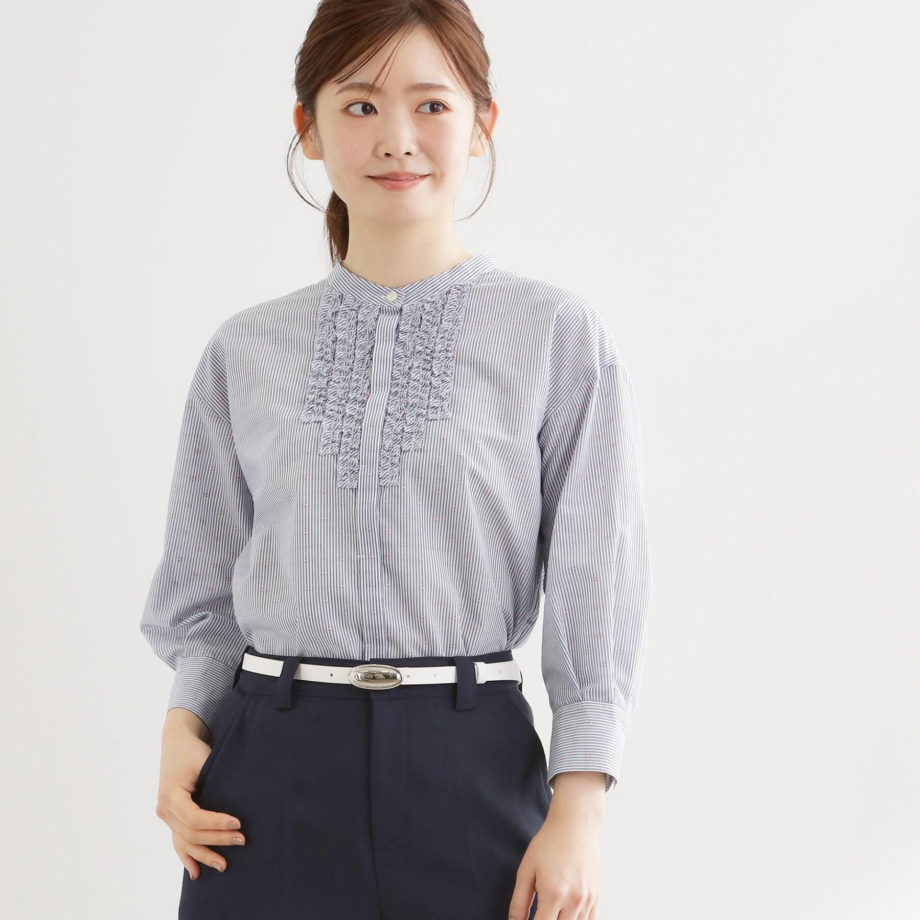 Reflect「【接触冷感】八分袖フロントフリルブラウス」|シャツ・ブラウス|