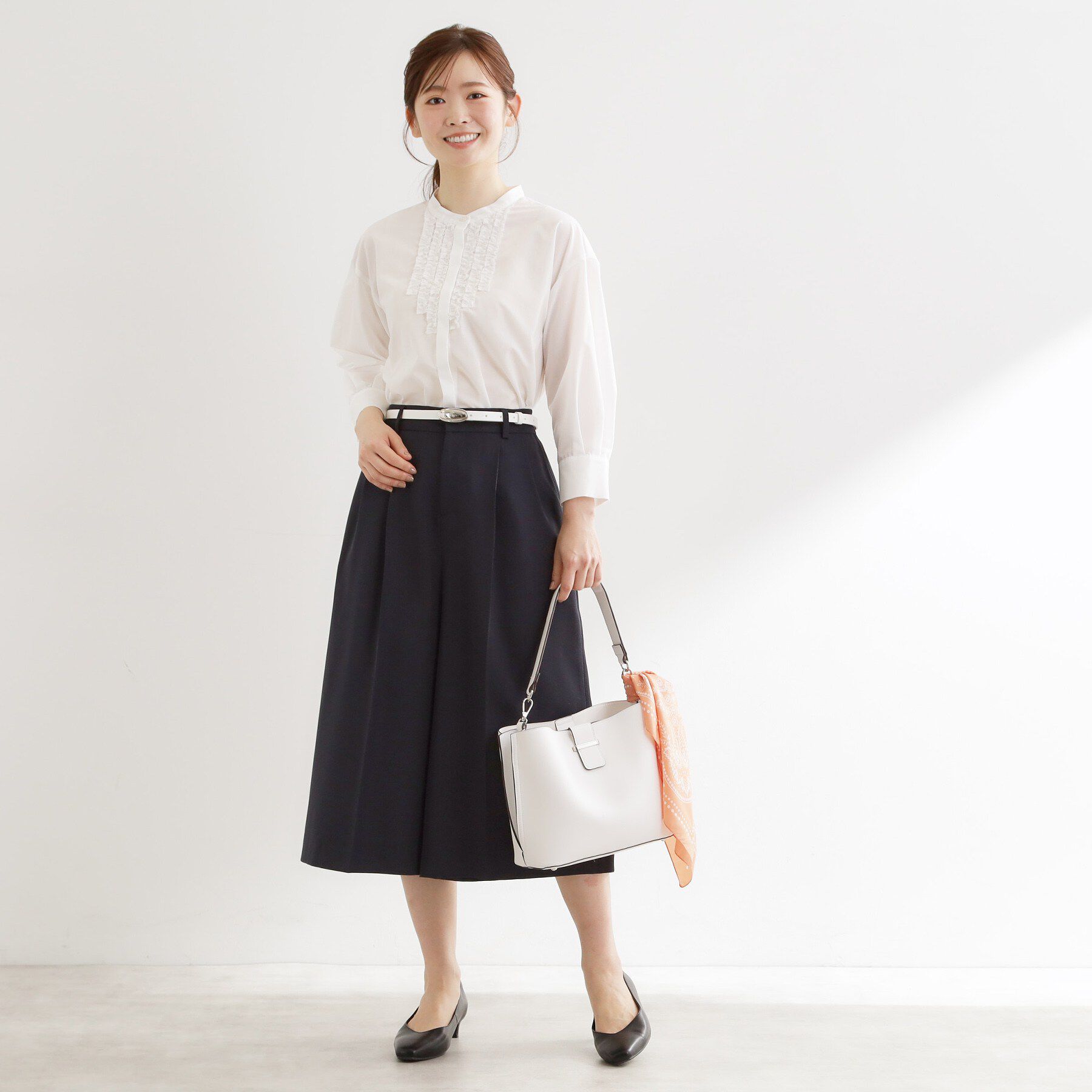 Reflect「【接触冷感】八分袖フロントフリルブラウス」|シャツ・ブラウス|