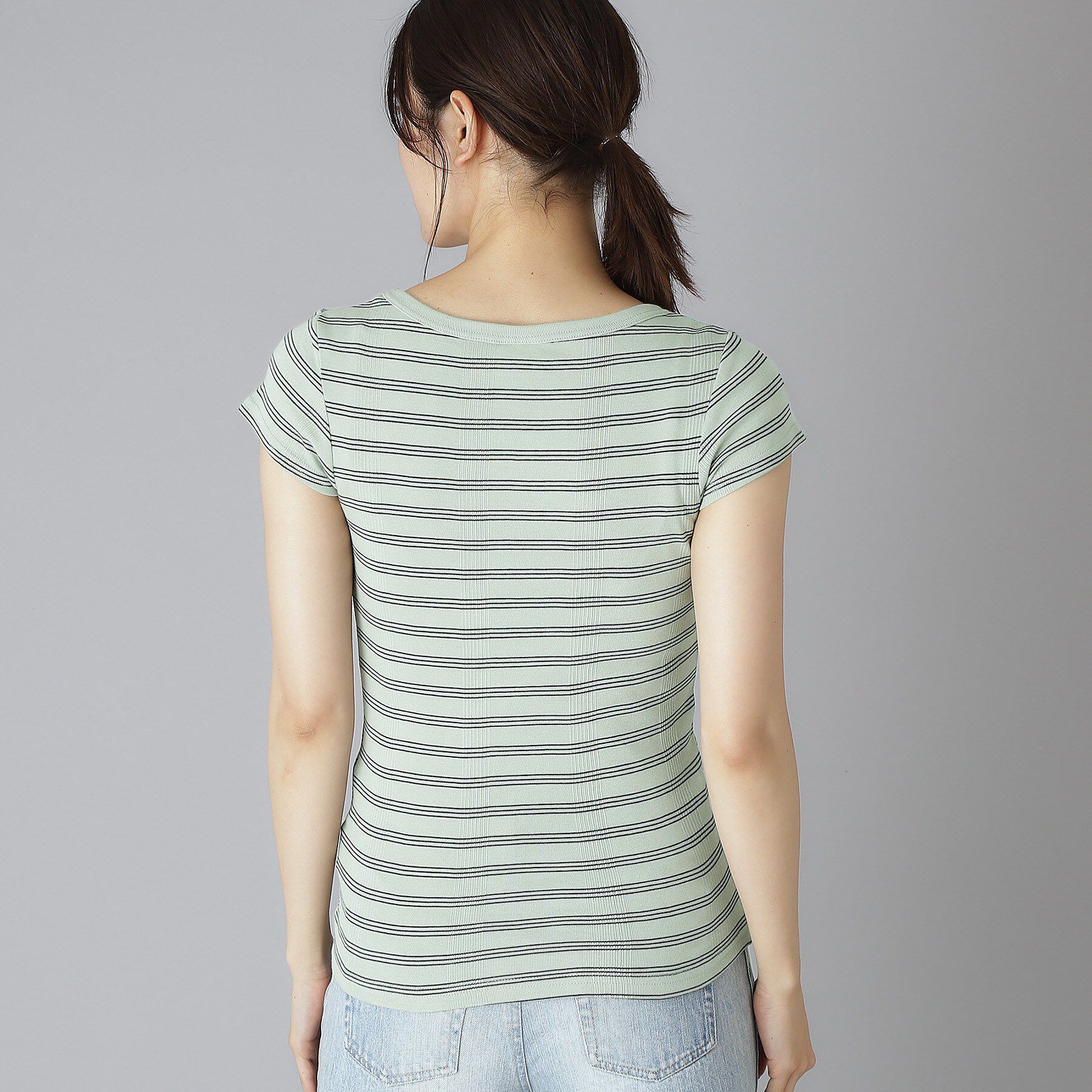 DRESSTERIOR「Robert．P．Miller（ロベルト・ピー・ミラー）パネルリブボーダーUネックTシャツ」|Tシャツ・カットソー|