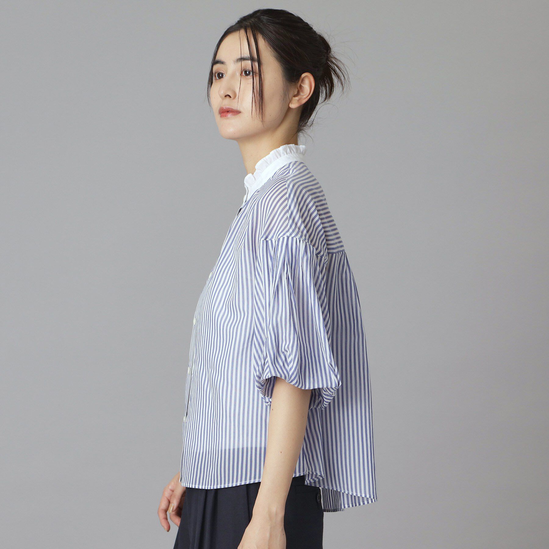 DRESSTERIOR「【otonaMUSE5月号掲載/ウォッシャブル】ロンドンストライプクレリックブラウス」|シャツ・ブラウス|