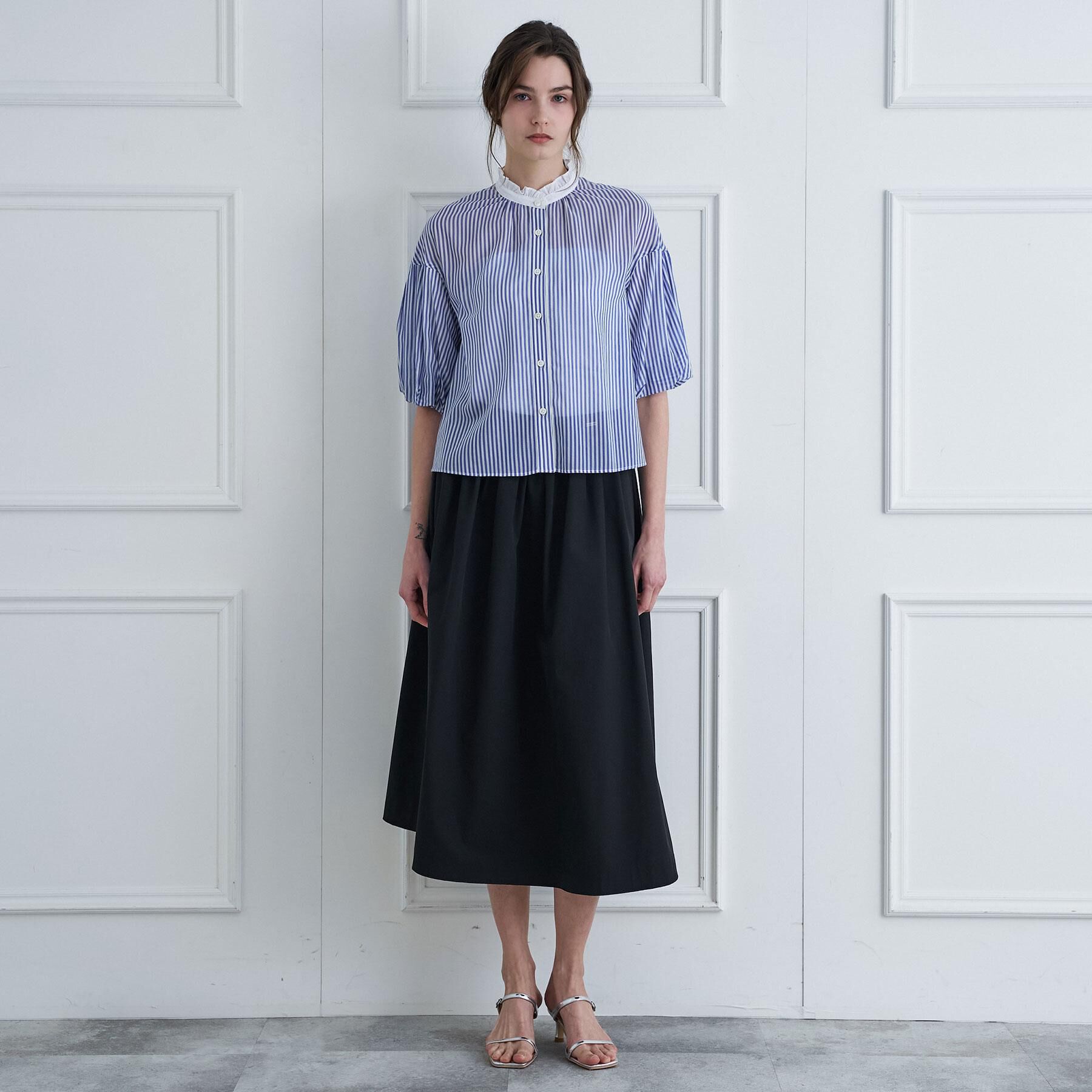 DRESSTERIOR「【otonaMUSE5月号掲載/ウォッシャブル】ロンドンストライプクレリックブラウス」|シャツ・ブラウス|