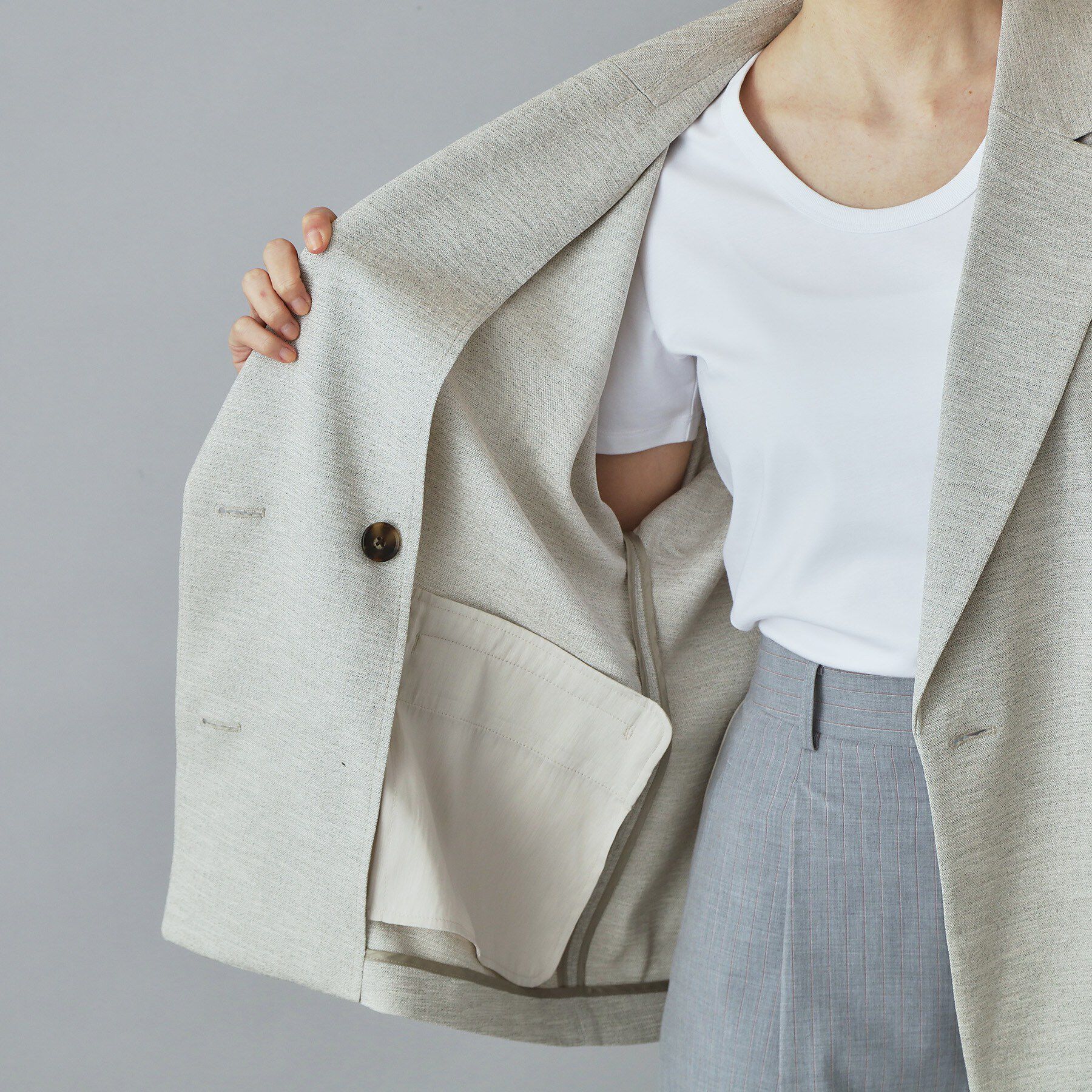 DRESSTERIOR「【UVカット/接触冷感/吸水速乾/セットアップ可】ウォッシャブル リネンライクドルマンジャケット」|テーラードジャケット|