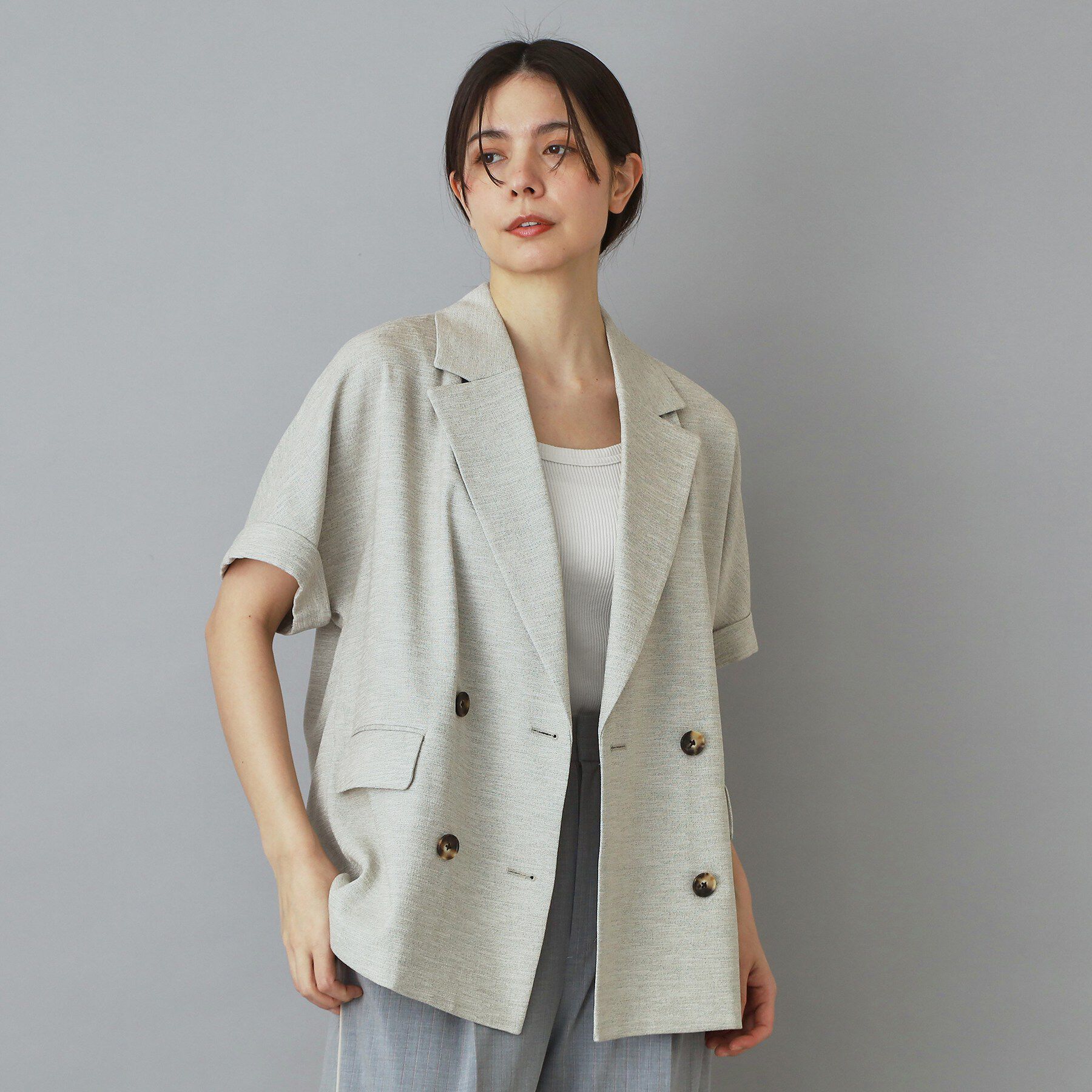 DRESSTERIOR「【UVカット/接触冷感/吸水速乾/セットアップ可】ウォッシャブル リネンライクドルマンジャケット」|テーラードジャケット|