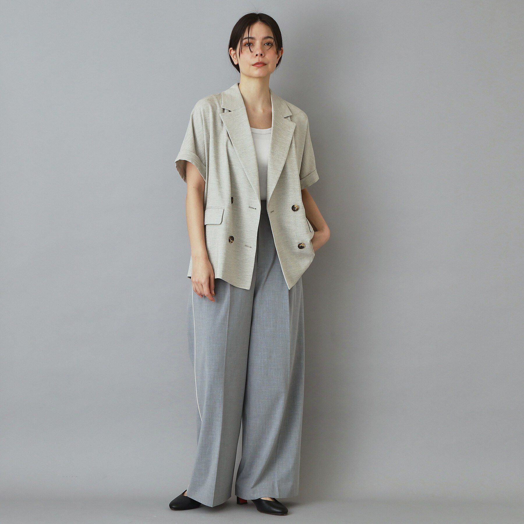 DRESSTERIOR「【UVカット/接触冷感/吸水速乾/セットアップ可】ウォッシャブル リネンライクドルマンジャケット」|テーラードジャケット|